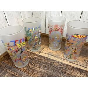 Catstudio Frosted Drinking Glasses Tumblers 15 Oz 6" Tall Set of 4 Tx Ks Nj Az